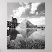 Poster Pyramide du Louvre Paris Reflet Noir et Blanc (Devant)