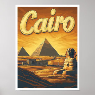 Poster Pyramide Le Caire Egypte Illustration Vintage voya