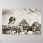 Poster Pyramide Sphinx Égypte du milieu du siècle (Devant)