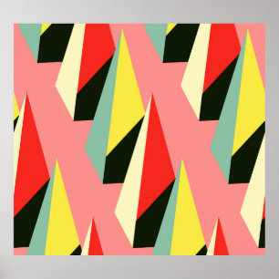 Poster Pyramides 3D : Vintage géométrique rétro.