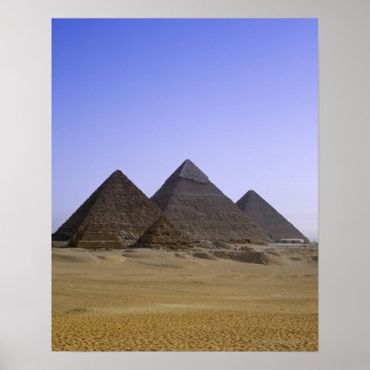 Poster Pyramides dans le désert Le Caire, Egypte (Devant)