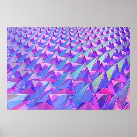 Poster Pyramides de cristal colorées (Devant)