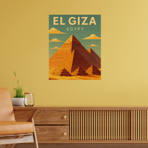 Poster Pyramides de Giza Vintage – Voyage Rétro en Égypte