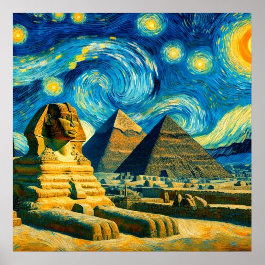 Poster Pyramides de la Nuit Étoilée Sphinx Égypte (Devant)