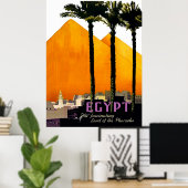 Poster Pyramides derrière les palmiers, Egypte (Bureau à domicile)