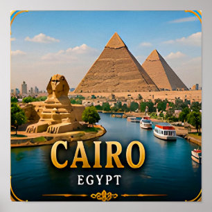 Poster Pyramides du Caire et splendeur intemporelle du Ni