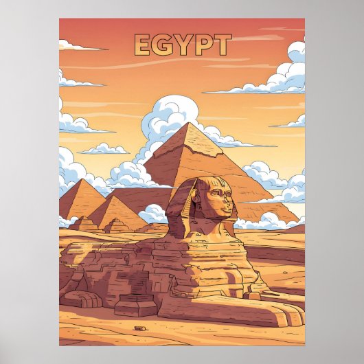 Poster Pyramides et sphinx égyptiens identiques (Devant)