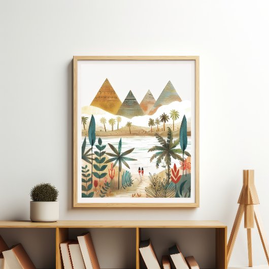 Poster Pyramides Scène du désert du Nil sur toile