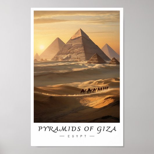 Poster Pyramids of Giza Egypt Wall Art, Ancient Landmark (Devant)