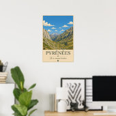 Poster Pyrénées France – Alpines Illustrated Landscape (Bureau à domicile)