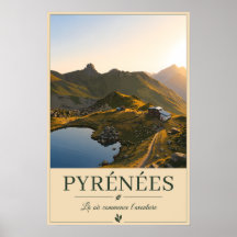 Pyrénées France – Lake Illustrated Landscape