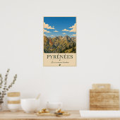 Poster Pyrénées France – Ridges Illustrated Landscape (Cuisine)