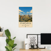Poster Pyrénées France – Ridges Illustrated Landscape (Bureau à domicile)