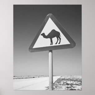 Poster Qatar, Al Zubarah. Panneau de signalisation de pas