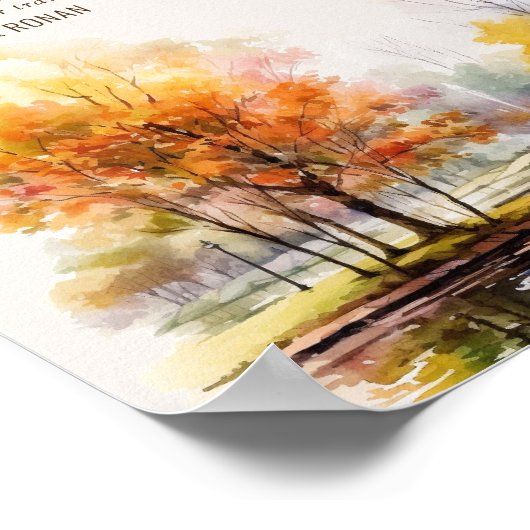 Poster QR Code Honeymoon Fund Fall Lake Country Wedding (Coin)