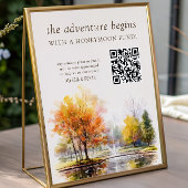 Poster QR Code Honeymoon Fund Fall Lake Country Wedding