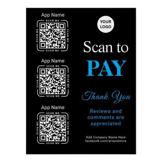 Poster QR Code Payment - Scan to Pay Business Logo (Devant)