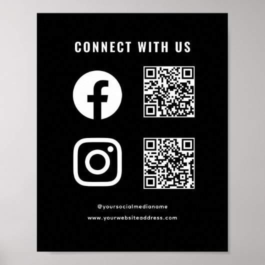 Poster QR Code Réseaux Sociaux Suivez Scanner Se Connecte (Devant)