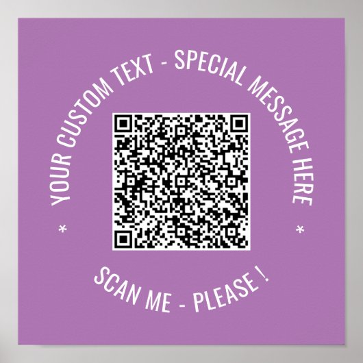 Poster QR Code Scan Info Couleurs de texte personnalisées (Devant)
