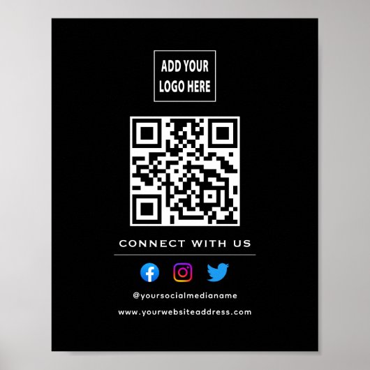 Poster QR Code Suivre L'Analyse Pour Se Connecter Avec No (Devant)