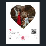 Poster QR Code Toute Chanson Personnalisée Couple Anniver<br><div class="desc">Design moderne et élégant imprimé Unique QR Code Any Song Custom Couple Anniversary Coeur Photo Poster qui peut être customisé avec votre texte. Cliquez sur le bouton "Customiser" et utilisez notre outil de conception pour modifier ce modèle. Si vous souhaitez modifier l'emplacement du repère temporel, utilisez la barre d'espace pour...</div>
