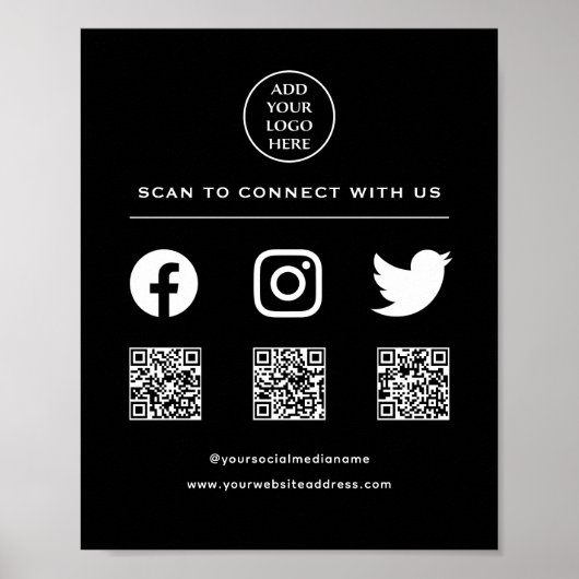 Poster QR Code Votre Logo Suivre Analysez-moi Se connecte (Devant)