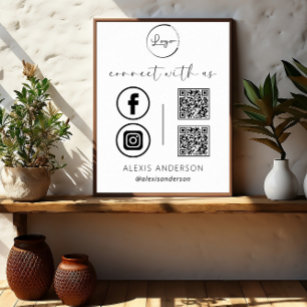 Poster QR Connect With Us Business Logo Médias sociaux