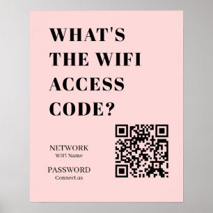 Poster QR WiFi Rose personnalisé   Mot de passe personnal