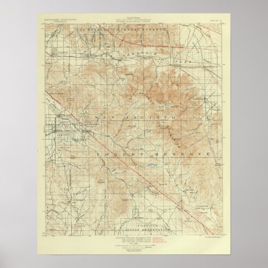 Poster quadrangle San Jacinto montrant San Andreas Rift (Devant)