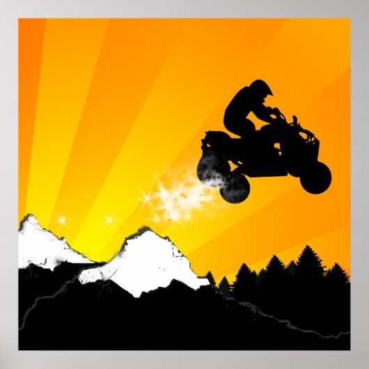 Poster quads. coucher de soleil orange. (Devant)