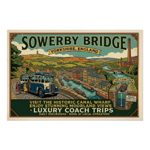 Poster Quai Historique du Canal de Sowerby Bridge, Art Vi