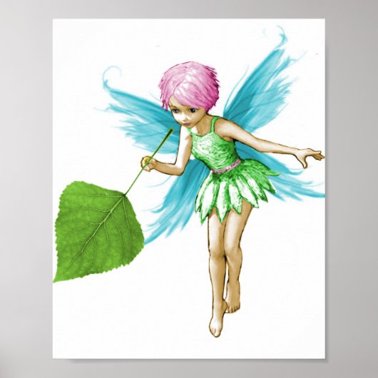 Poster Quaking Aspen Tree Fairy Holding Leaf (Devant)