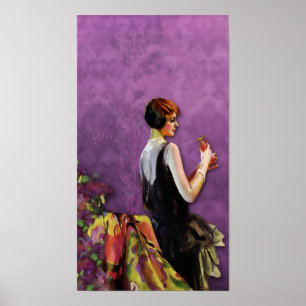 Poster QUALIDA, MODE DES ANNÉES 1920 en OR et LILAC