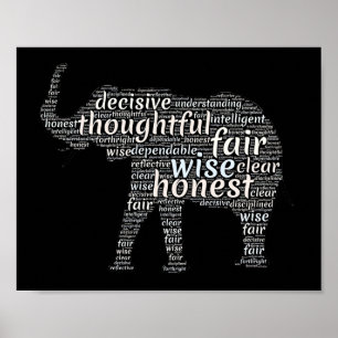 Poster Qualités d'un nuage de mots d'éléphant