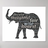 Poster Qualités d'un nuage de mots d'éléphant (Devant)