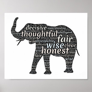 Poster Qualités d'un nuage de mots d'éléphant