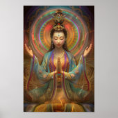Poster Quan Yin Coloré Psychédélique Déesse Art (Devant)