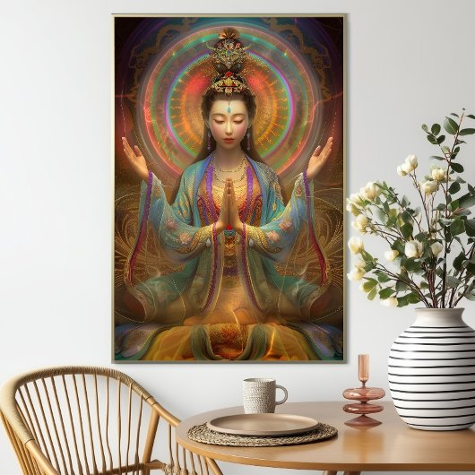 Poster Quan Yin Coloré Psychédélique Déesse Art