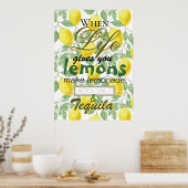 Poster Quand la vie vous donne citrons drôle typographie (Cuisine)