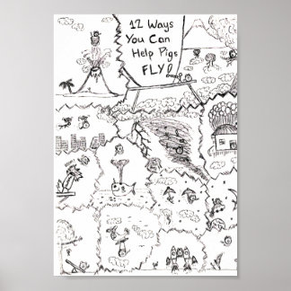 Poster Quand les cochons volent... 12 façons de les aider