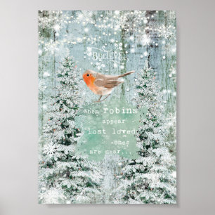 Poster quand les robins apparaissent Noël signe d'hiver