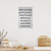 Poster quand vous priez vers la Bible Matthieu 6:6 (Cuisine)