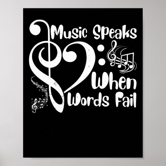 Poster Quand Word Fail Musique Parle Symbole Notes Musica (Devant)