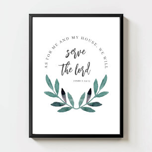 Poster Quant à moi et ma maison Verset biblique minimalis