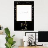 Poster Quarante | Black & Gold 40th Birthday Photo Frame (Bureau à domicile)