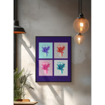 Quartet floral pop art : Tulipes vibrantes dans un