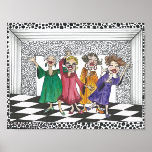 Poster Quartet of Performing Gals in all their Glory