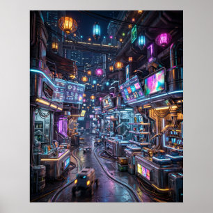 Poster Quartier du Marché Néon