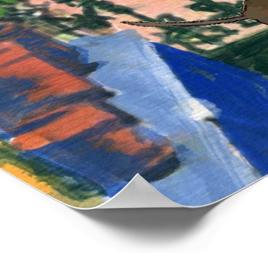 Poster Quartier français Balcon Dachshund 2 (Coin)