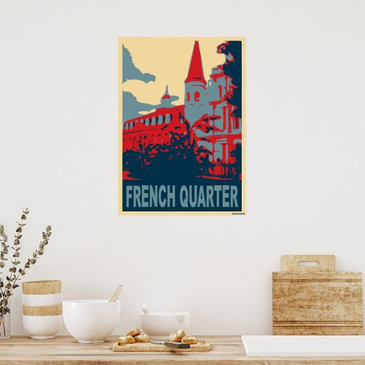 Poster Quartier français en bleu (Cuisine)